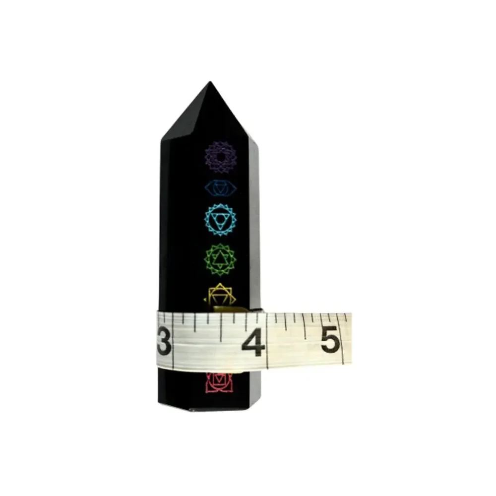 Obsidian Crystal 2PC Obelisk Seven Chakra Towers Black Protection Spiritual